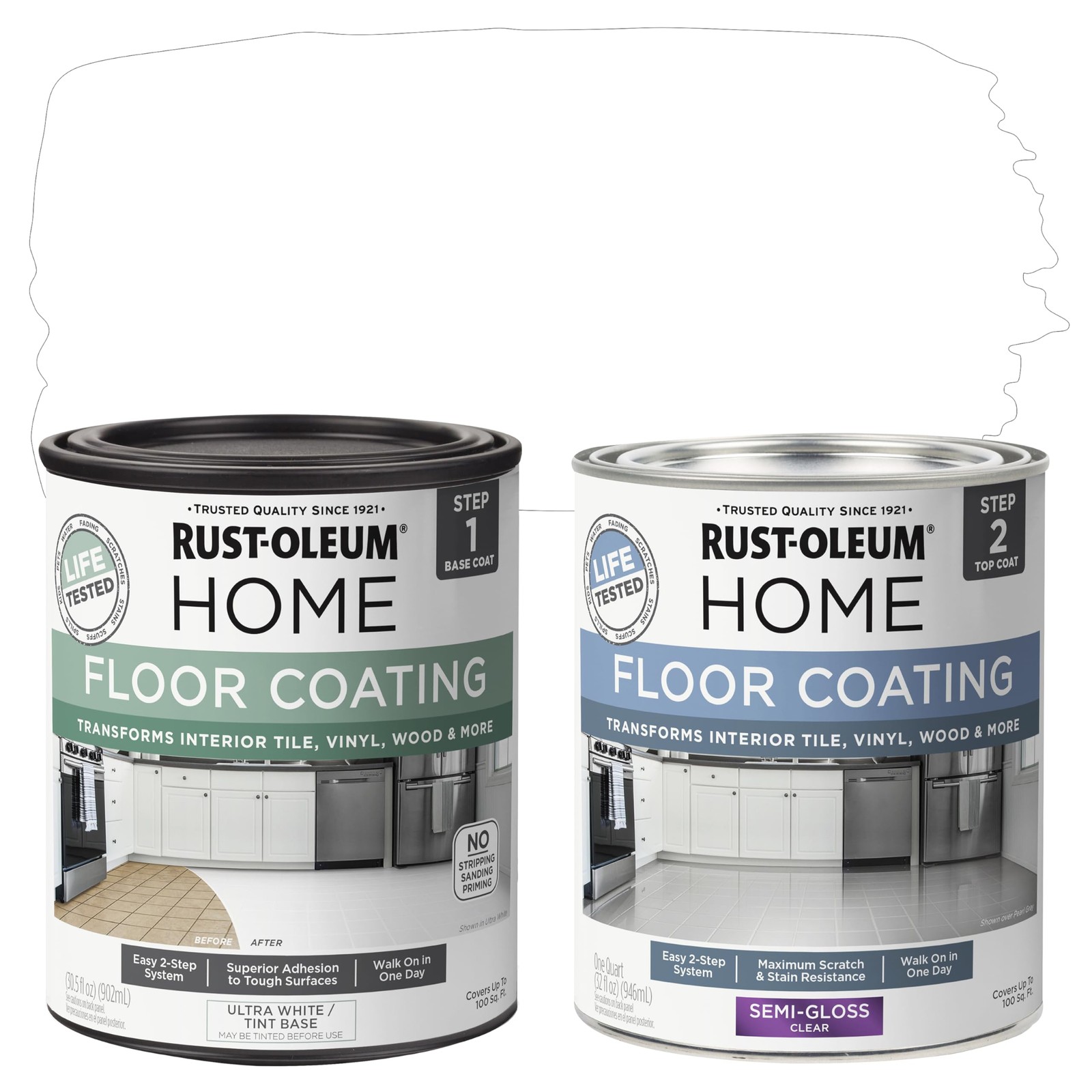 367598 Home Interior Floor Coating Kit, Semi-Gloss Ultra White