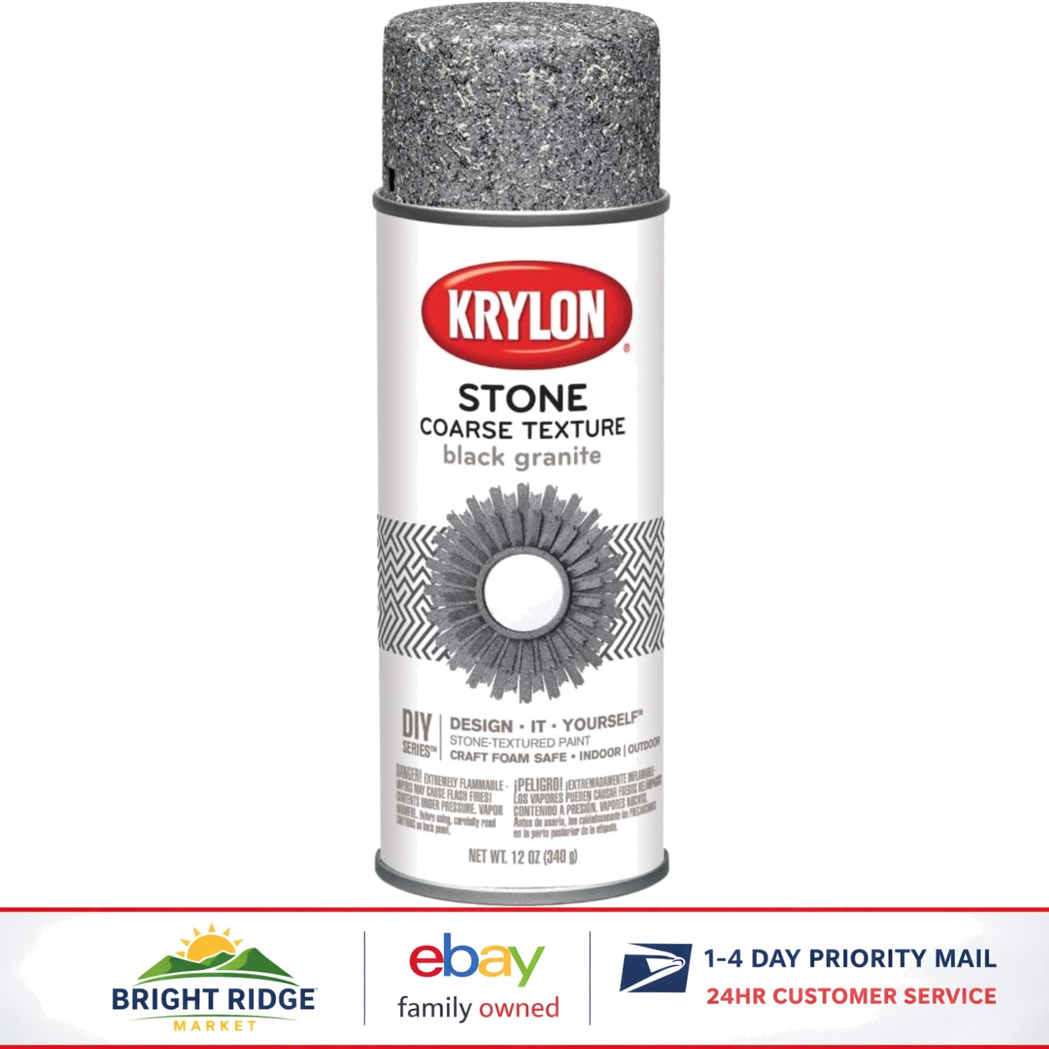 Coarse Stone Texture Spray Paint in Black Granite for Indoor and Outdoor Use