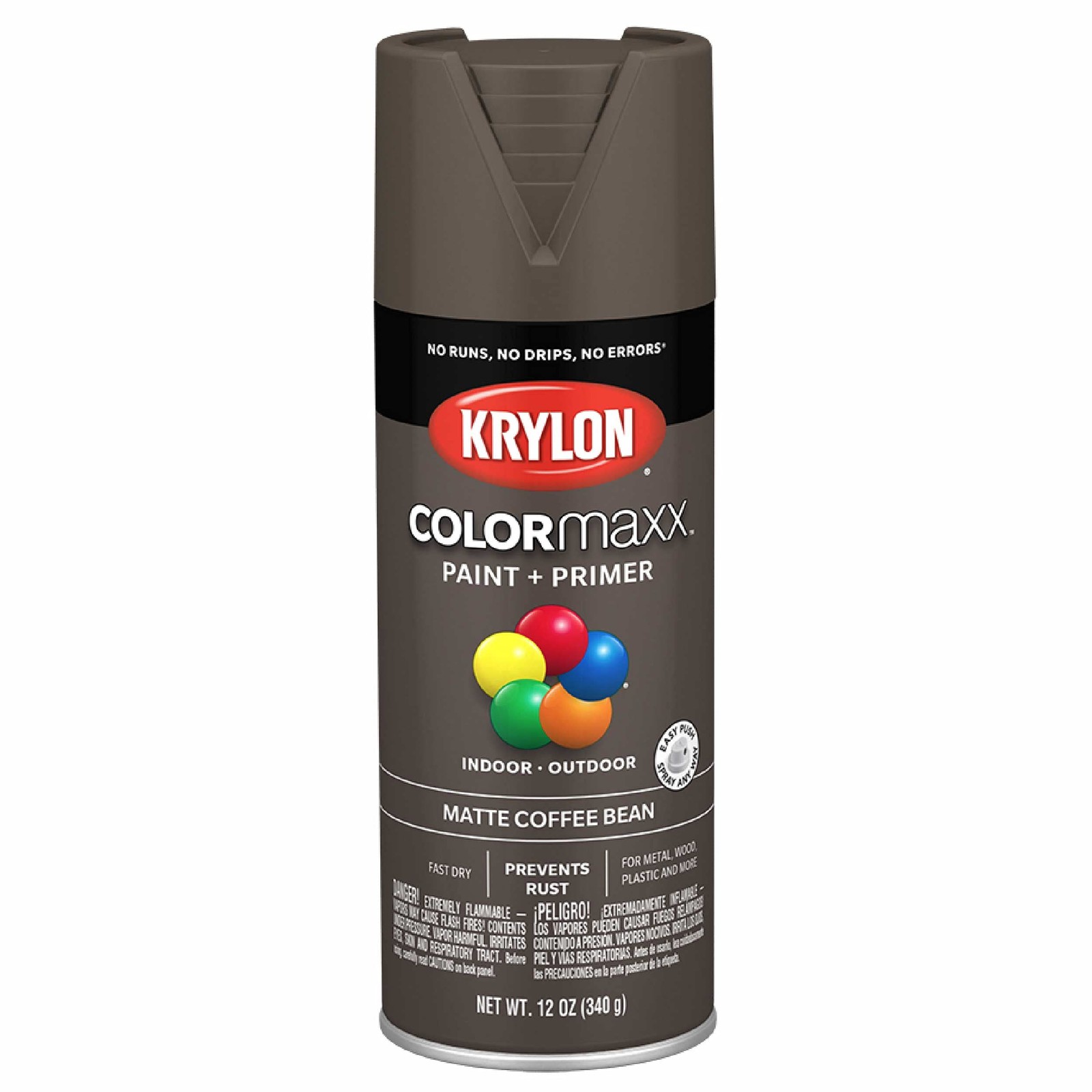 Krylon COLORmaxx Coffee Bean Matte Brown Spray Paint and Primer 12 Ounce