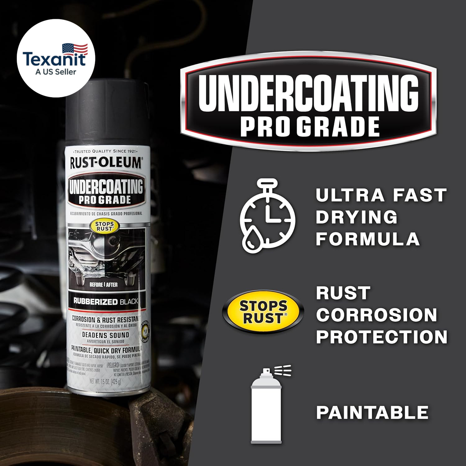 248656 Professional Grade Rubberized Undercoating Spray, 15 Oz, Black