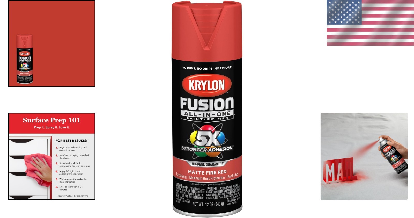 Fast-Drying Fusion Spray Paint, 12 oz – Versatile Indoor/Outdoor Use in Fire Red