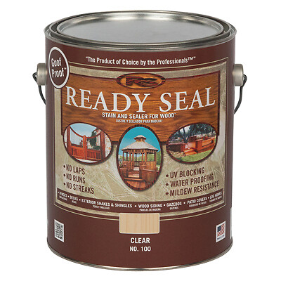 Ready Seal 100 Exterior Wood Stain & Sealer, Flat Clear Finish, 1-Gallon –