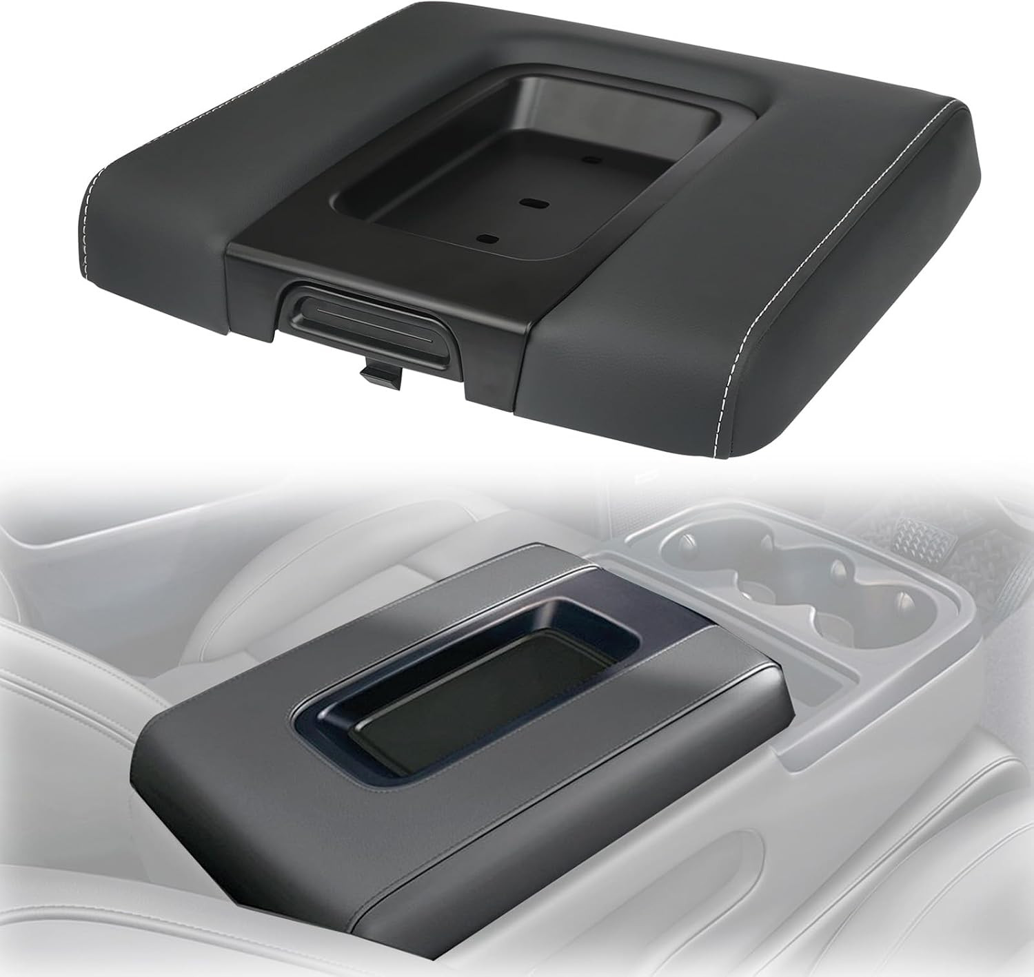 Front Seat Center Console Armrest Lid Black Compatible with 2014-2019 Chevrolet