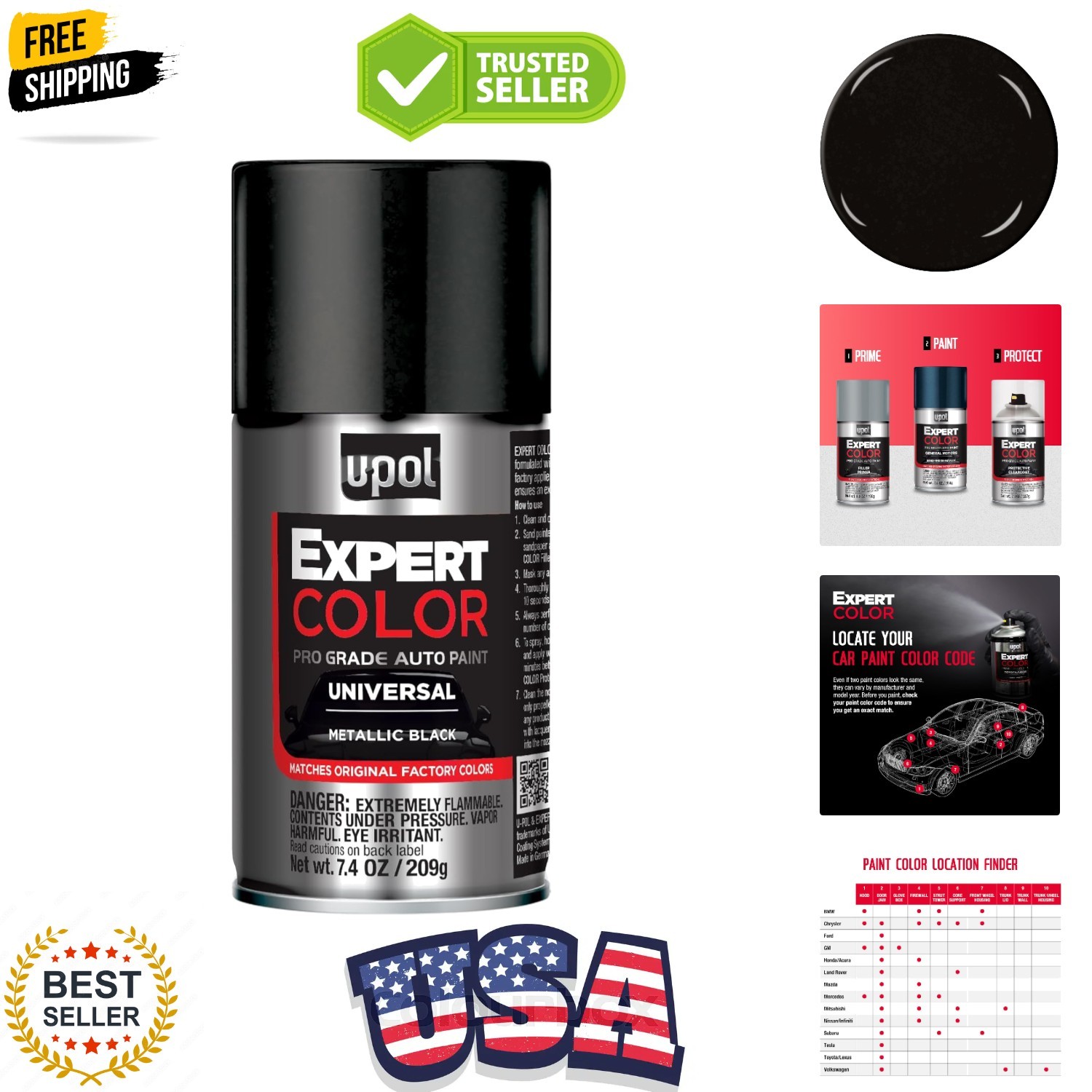Expert Color Universal, Automotive Spray Paint, Professional Grade, Long-Last…
