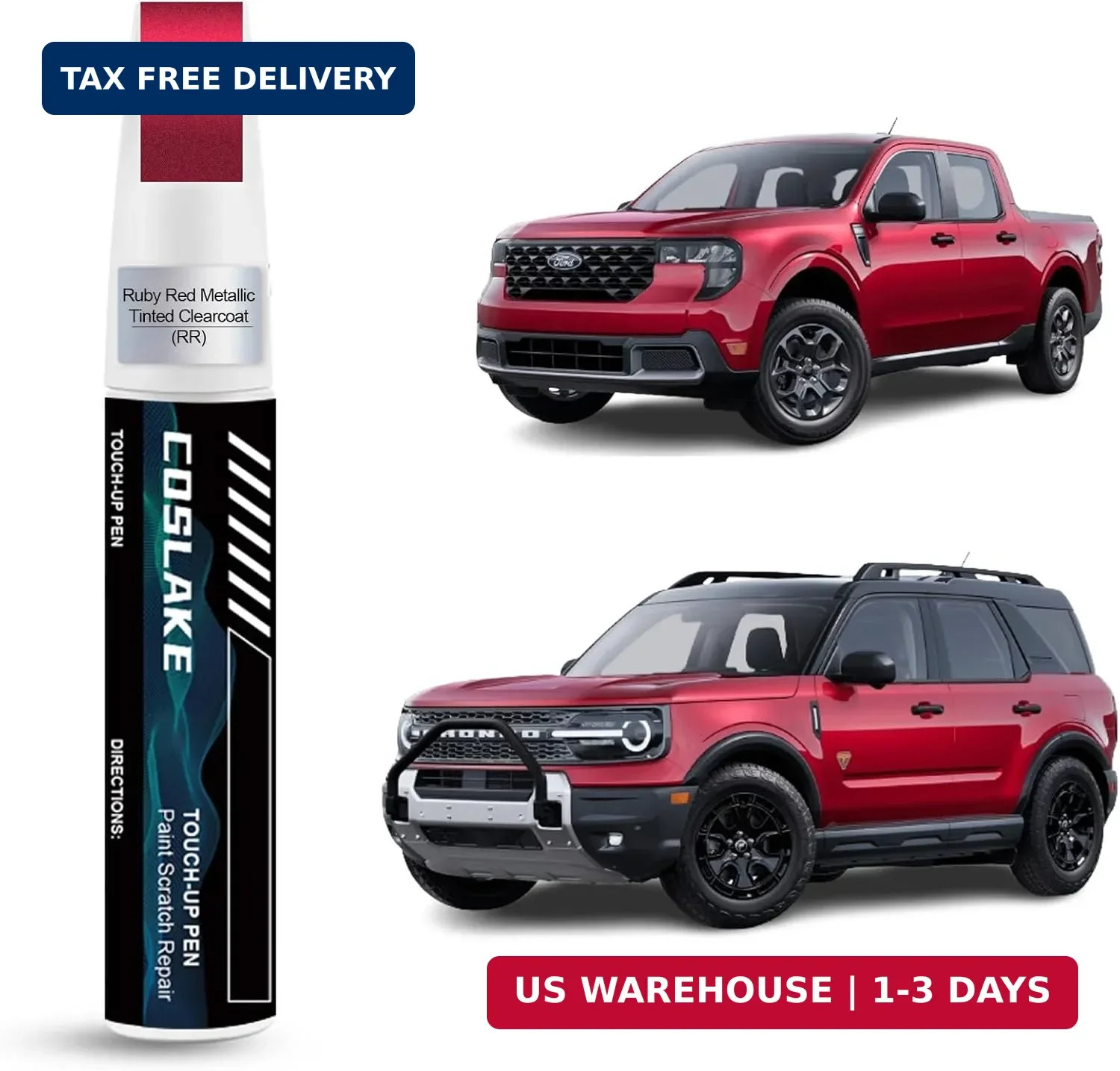 Car Touch Up Paint(Ruby Red Metallic Tinted Clearcoat(RR)) for Ford, Car Paint S