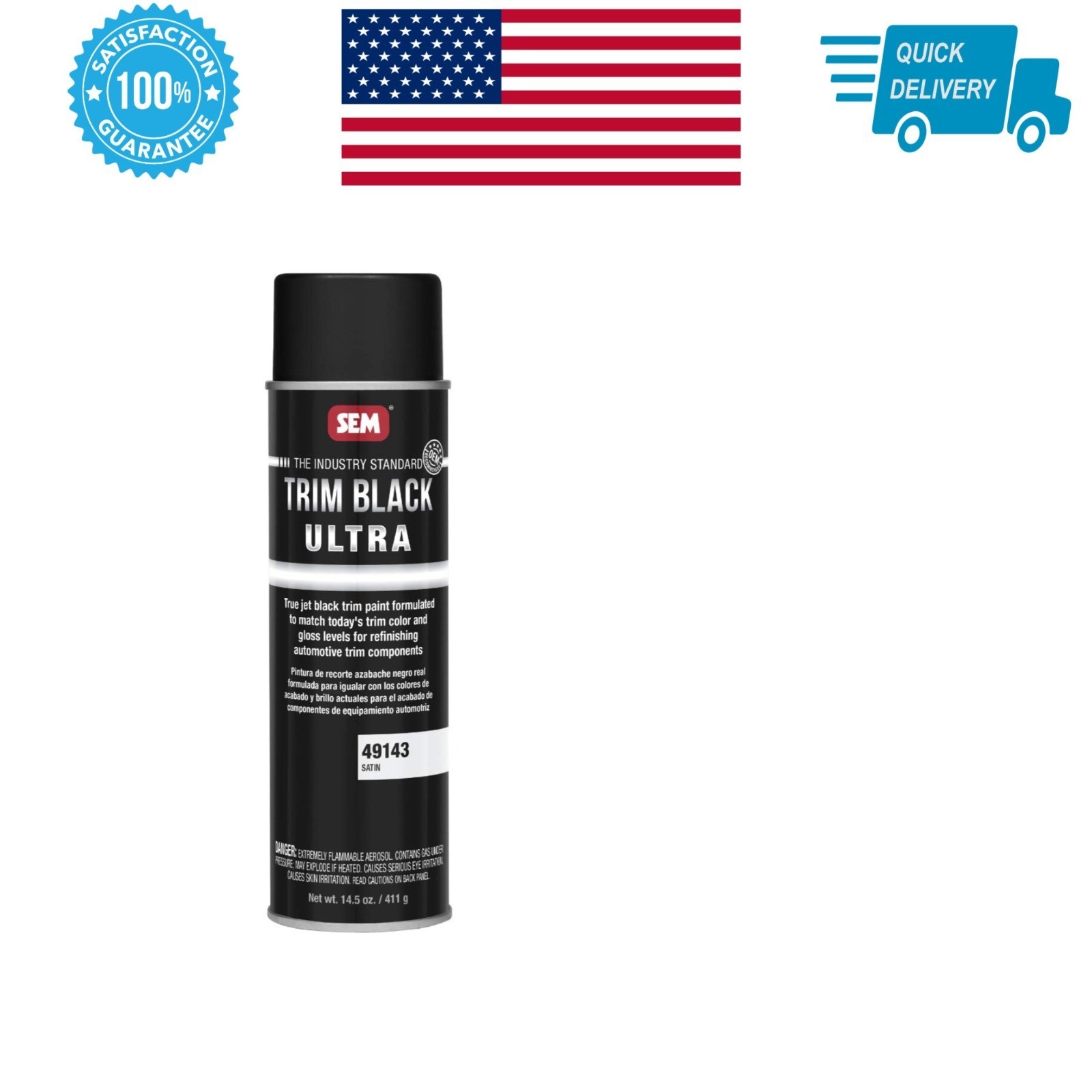 SEM 49143 Trim Black Ultra Spray Paint – 14.5 oz Aerosol Can