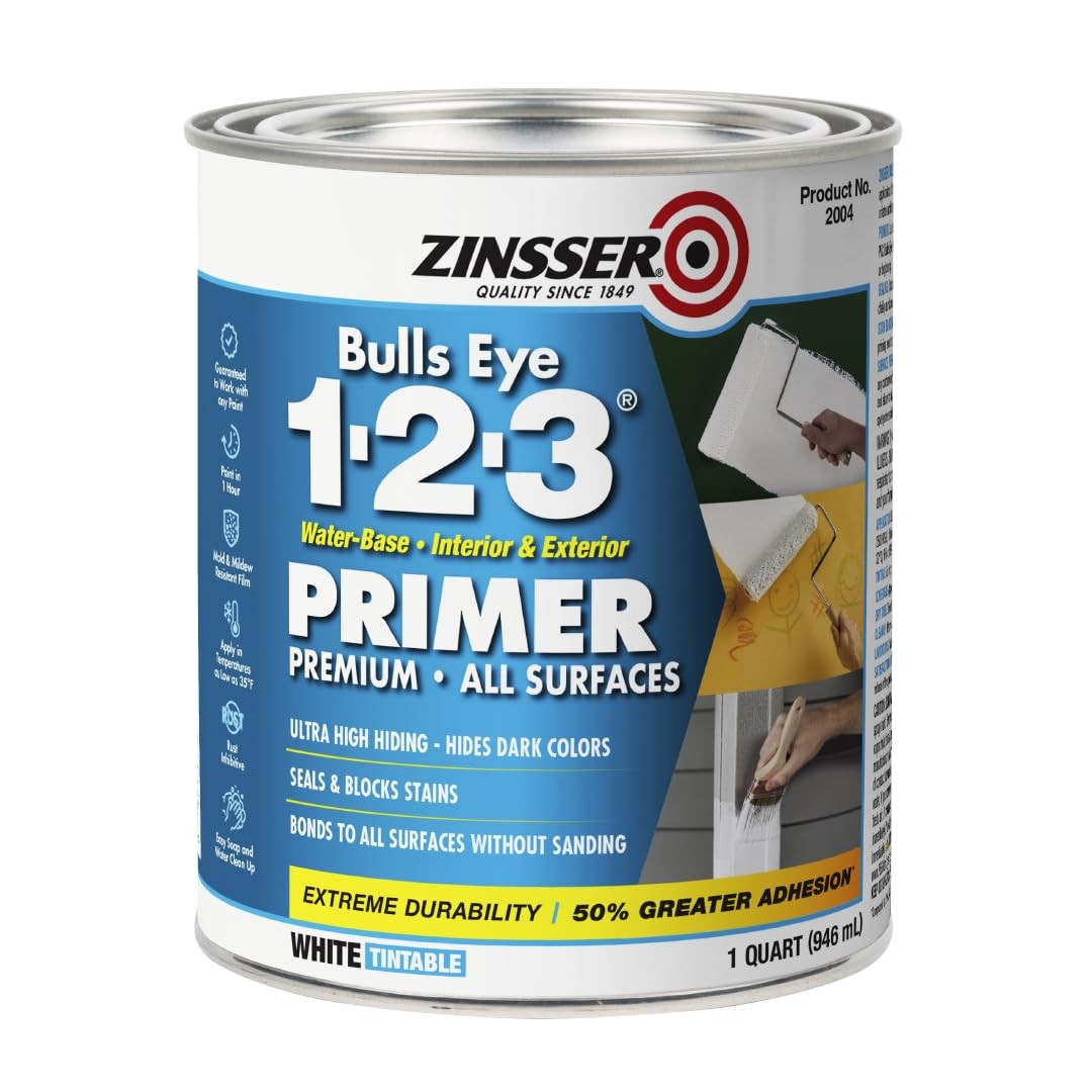 1 Quart Bulls Eye 1-2-3 Primer Sealer Stain Killer 1 Quarts (Pack of 1), White