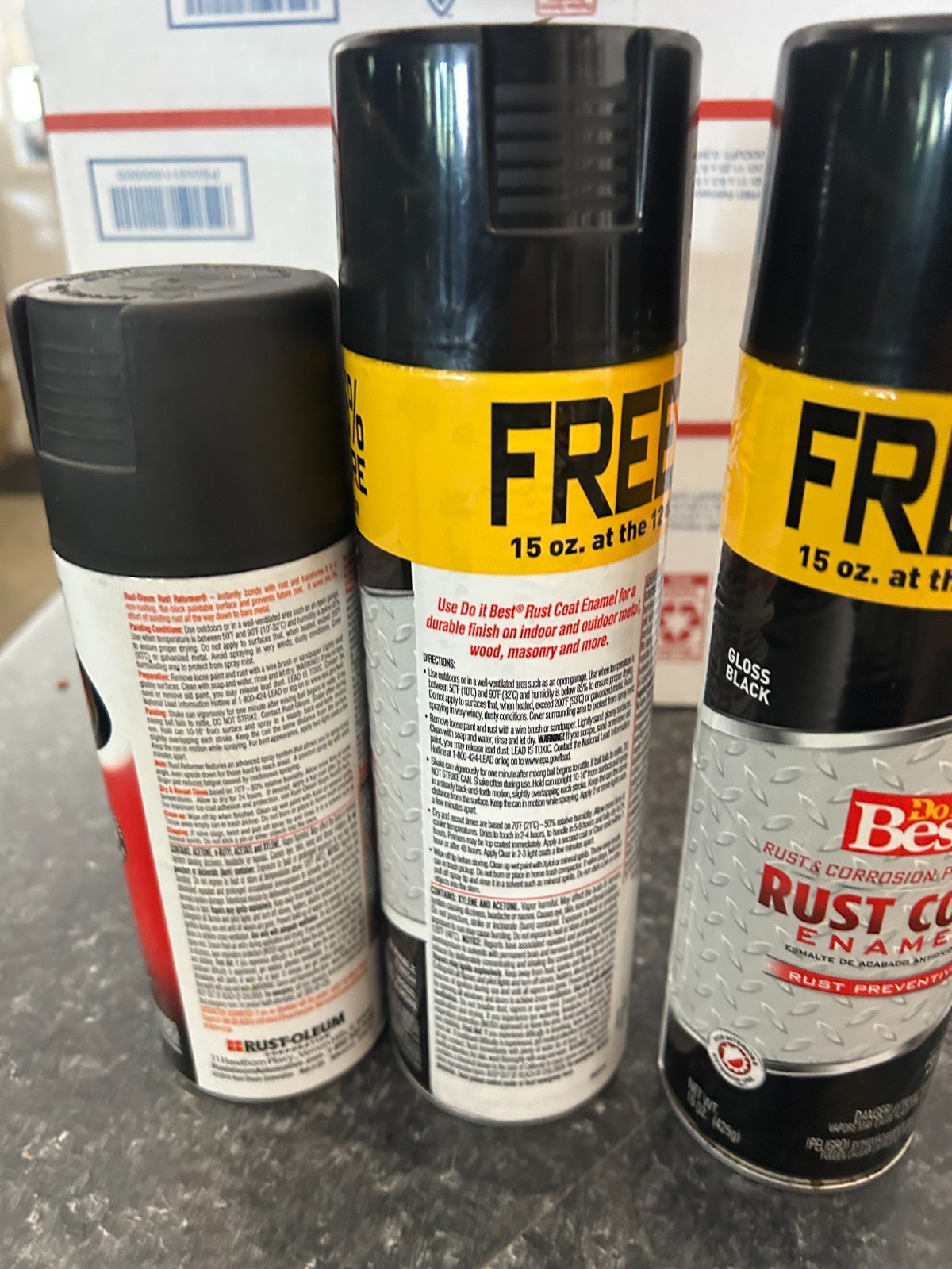 3-PACK Rustoleum DO IT BEST RUST COAT ENAMEL ANTI-RUST SPRAY PAINT 15oz Black