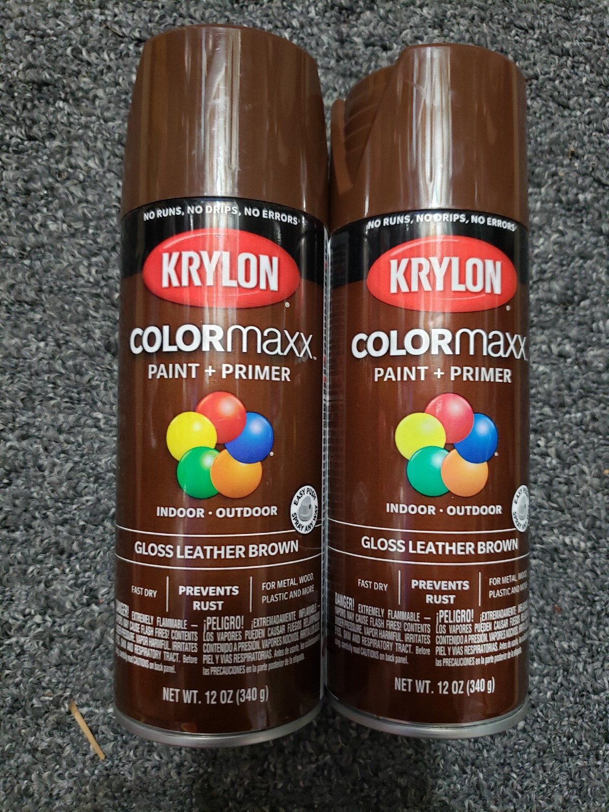 2 PACK Krylon ColorMaxx 12 Oz. Gloss Spray Paint, Leather Brown Model: K05527007