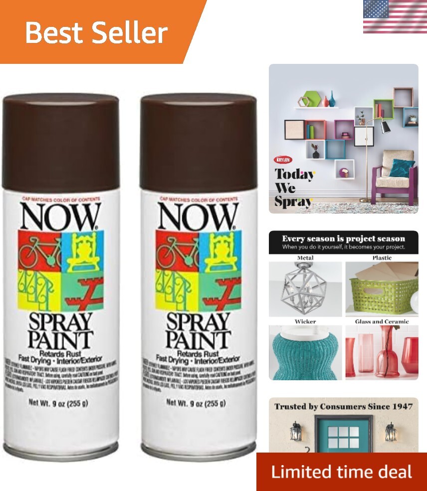 9oz Cocoa Brown Spray Paint – Water-Based for Interior and Exterior Use