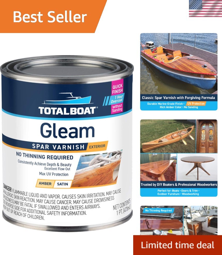 Gleam Marine Spar Varnish, Gloss and Satin Polyurethane Finish for Wood, Boat…