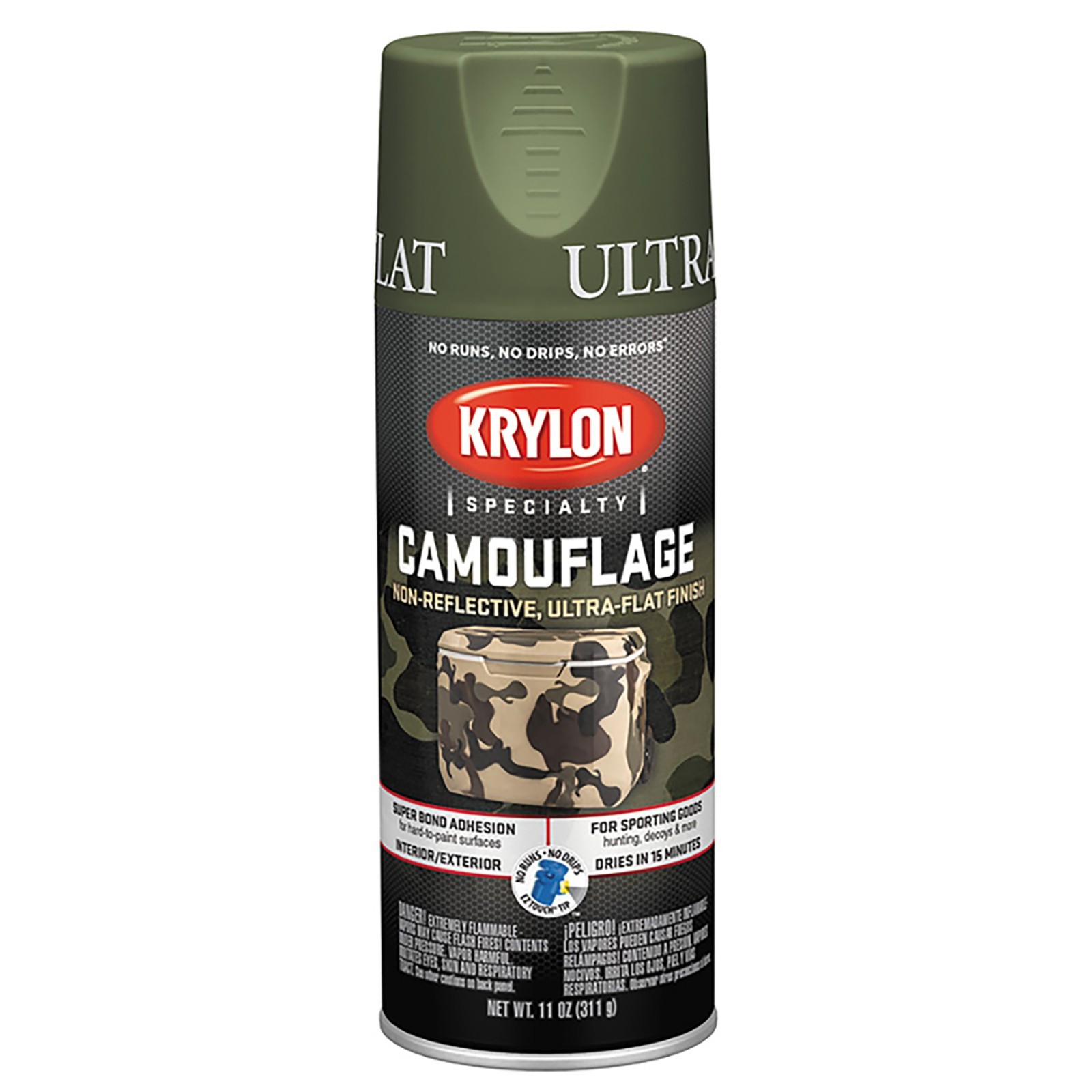 Krylon K04296000 Ultra-Flat Camouflage Woodland Light Green 11oz Aerosol