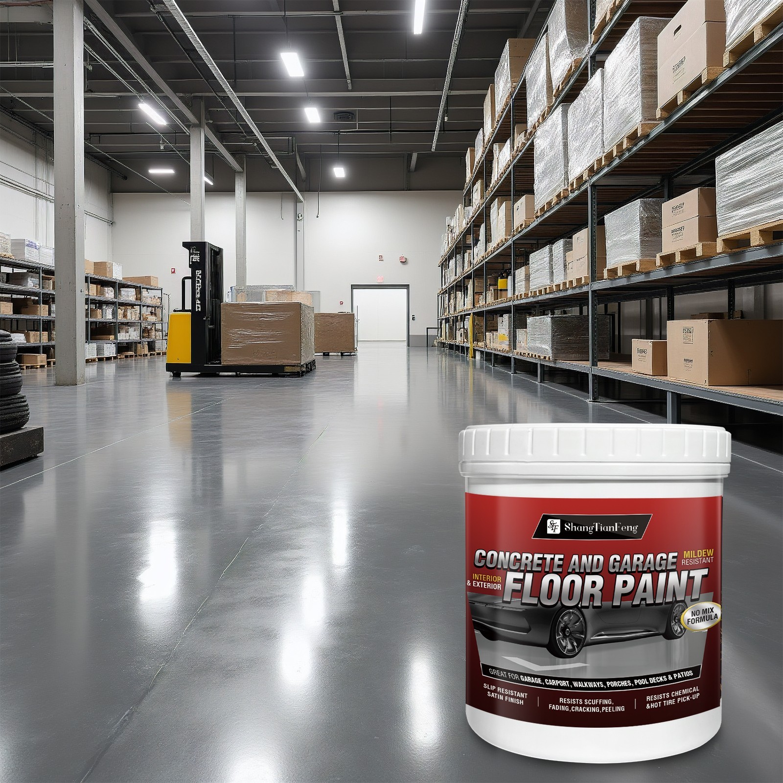4 Gal Professional Epoxy Floor Paint, Acrylic Concrete Coating for Garage Indoor