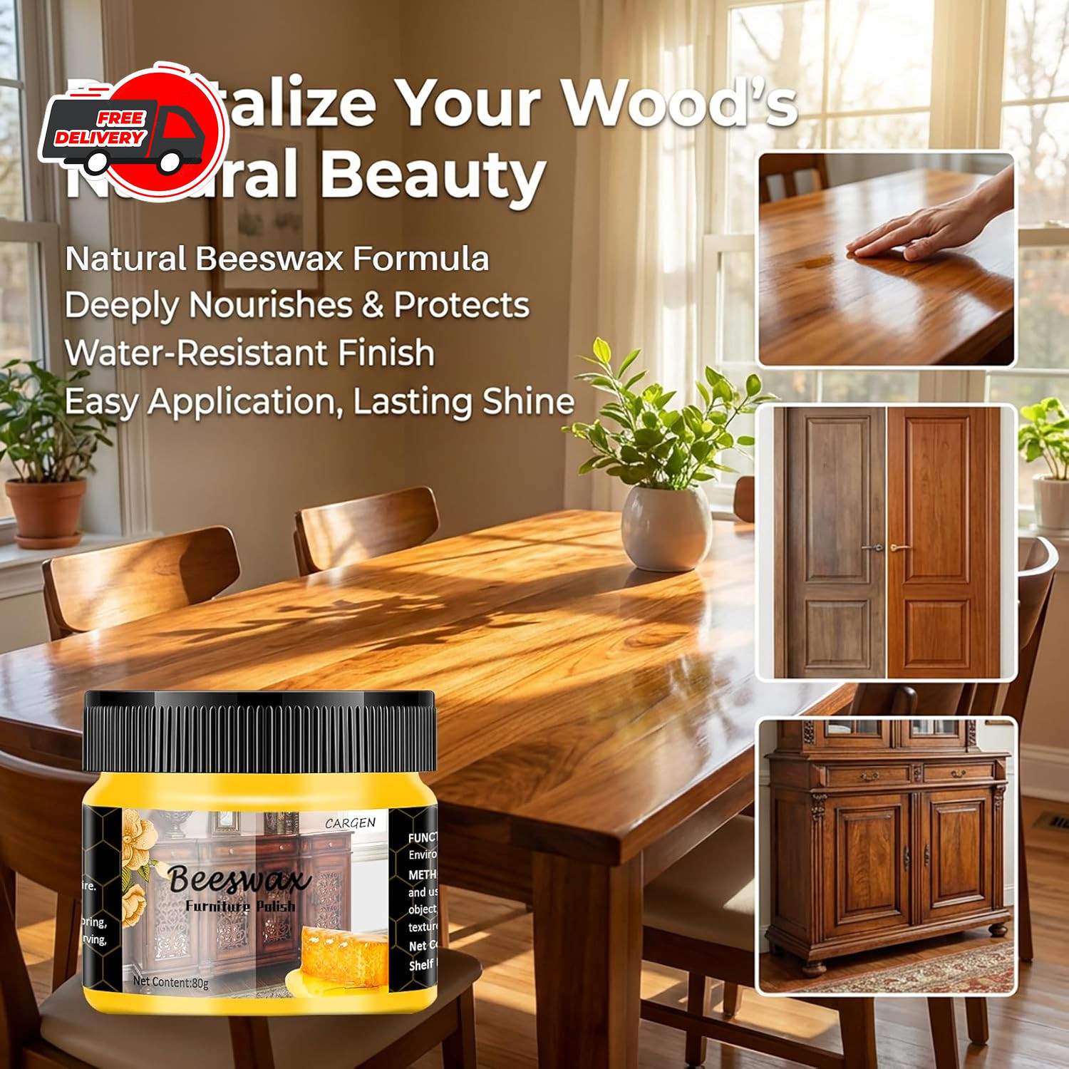CARGEN Beeswax Furniture Polish, Wood Seasoning Beeswax for Furniture Wood Wax f