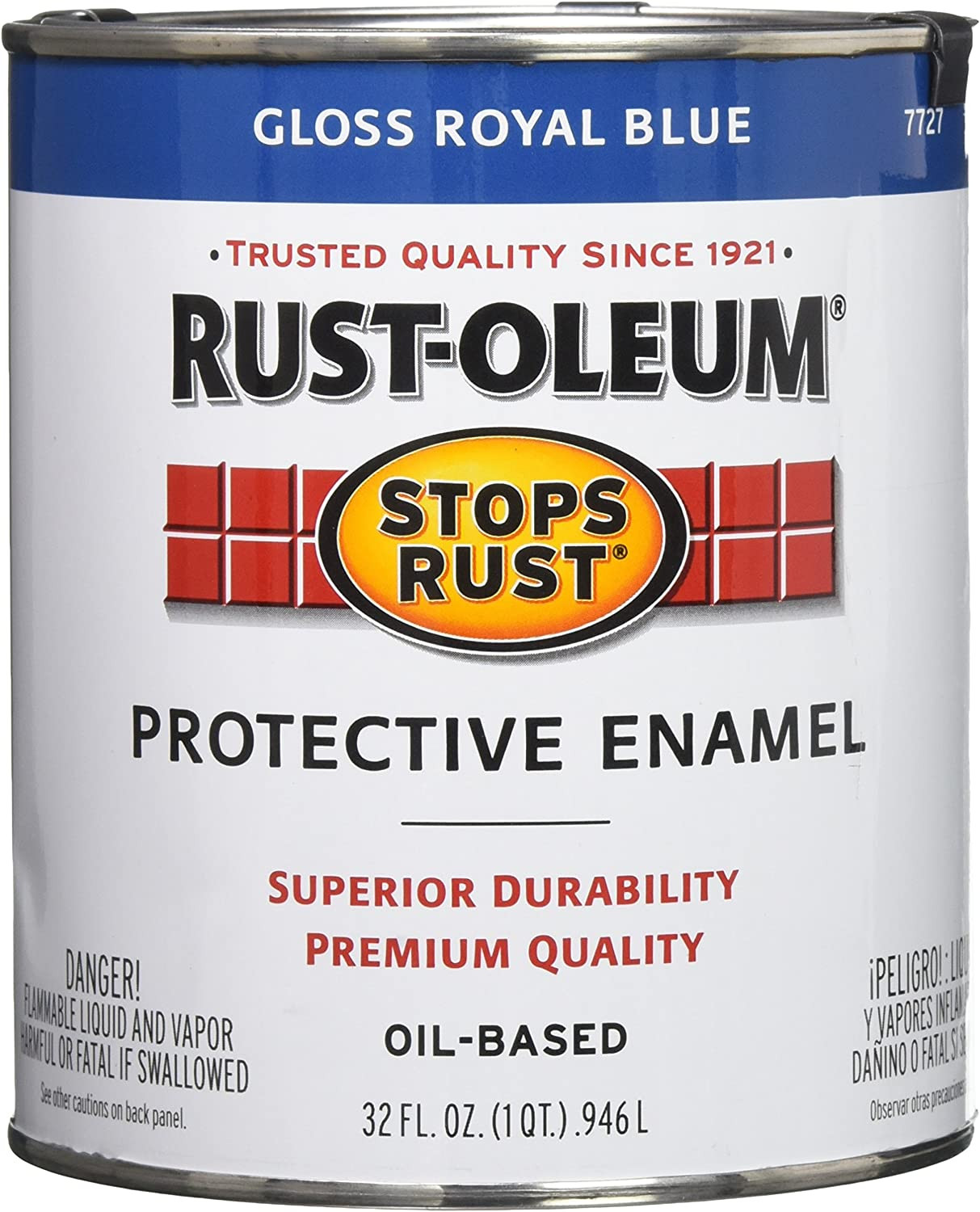7727502 Stops Rust Brush on Paint, Quart, Gloss Royal Blue