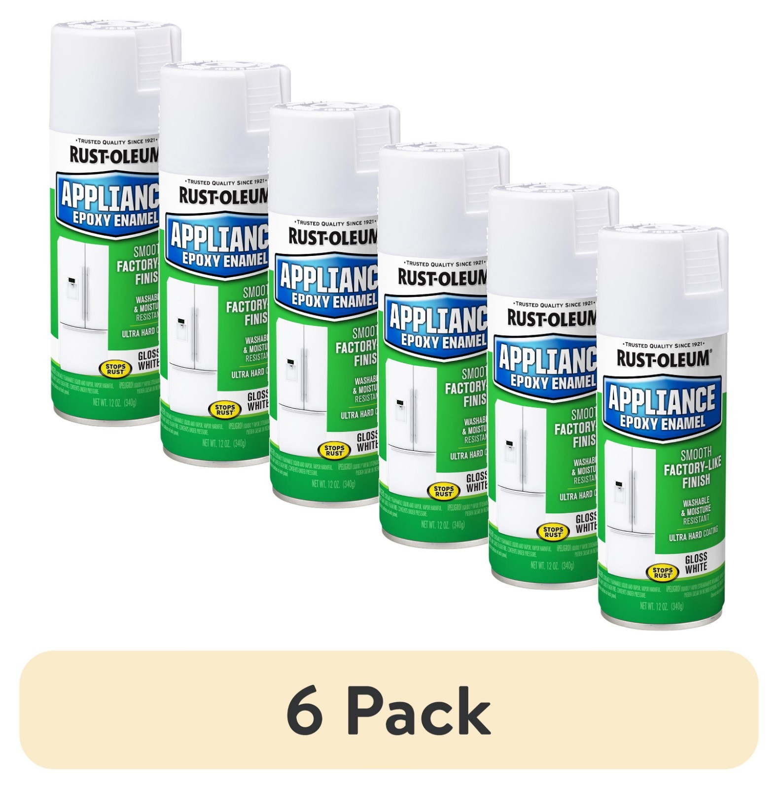 (6 pack) White, Specialty Appliance Epoxy Gloss Spray Paint, 12 oz