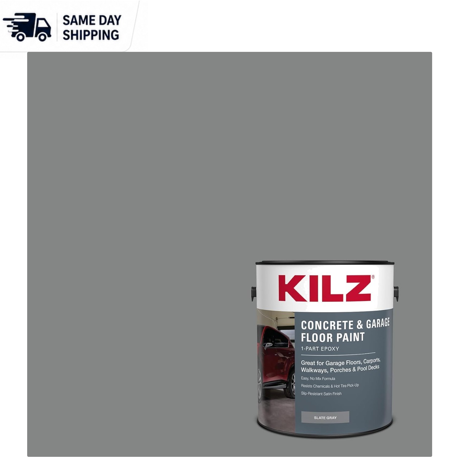 1-Part Epoxy Garage & Concrete Floor Paint, Slate Gray, Ideal for High-Traffic