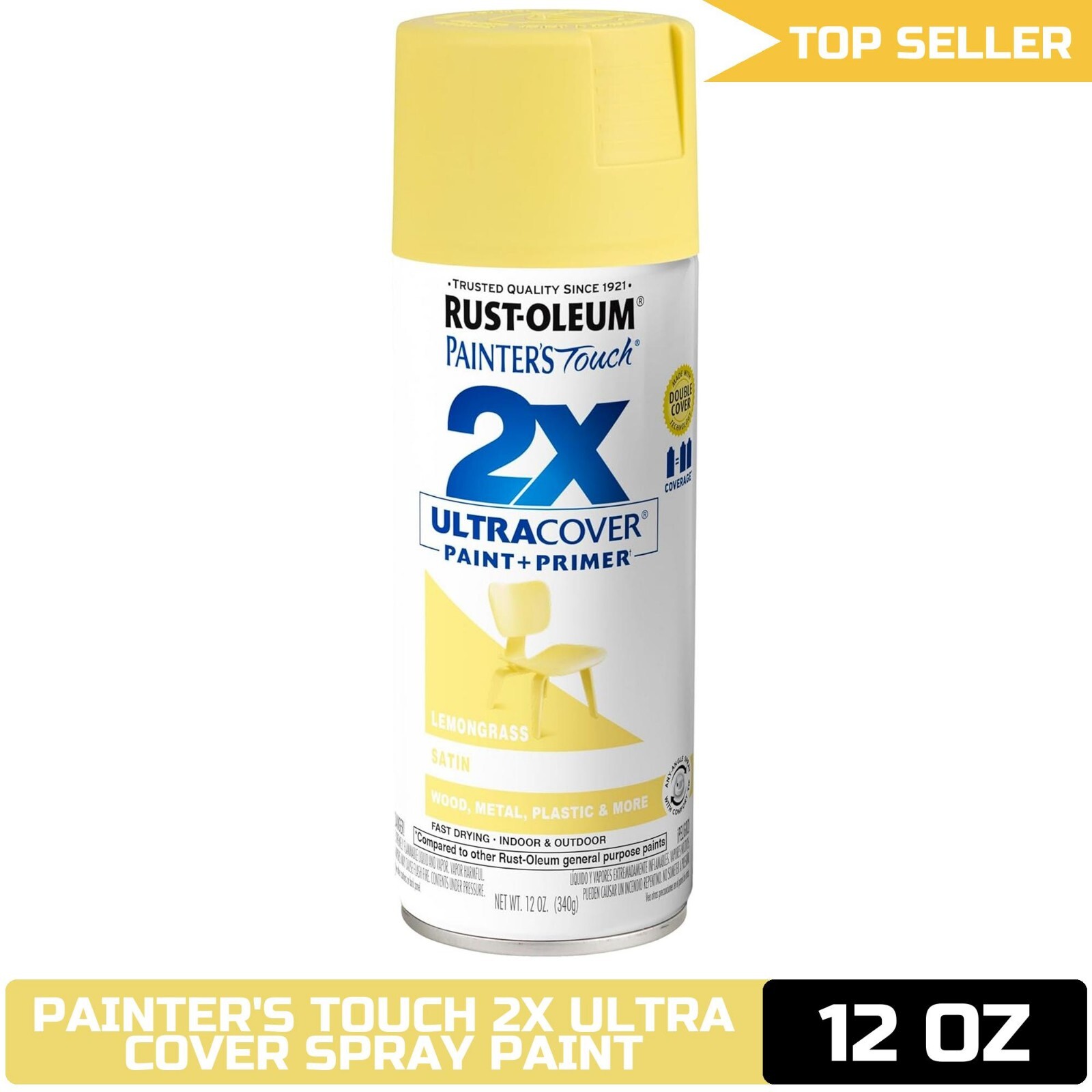 Rust-Oleum Painter’s Touch 2X Ultra Cover Spray Paint 12 oz Satin Lemon Grass