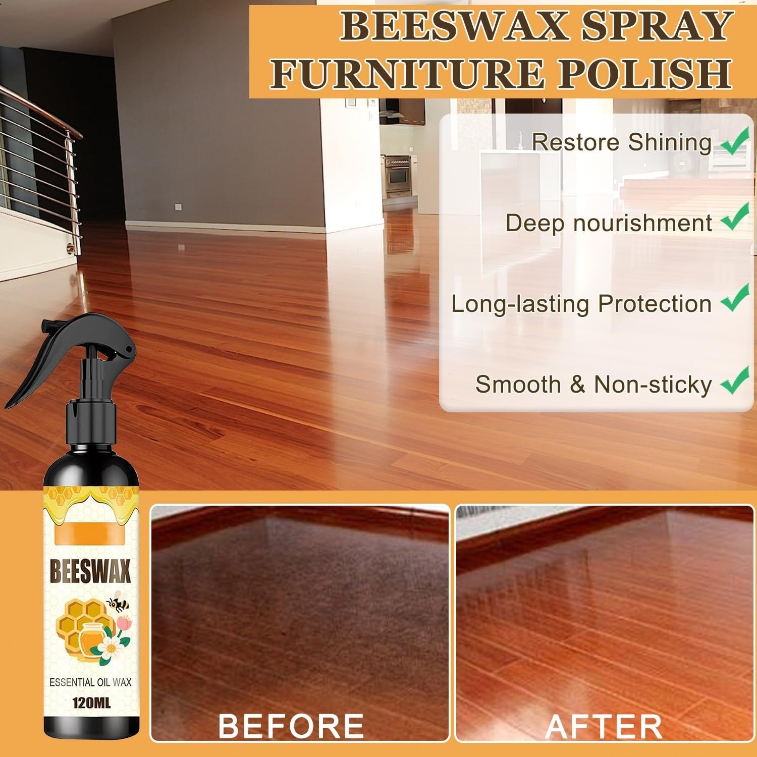 2PCS Beeswax Spray, Beeswax Spray Furniture Polish,Natural Care and Repair Agent