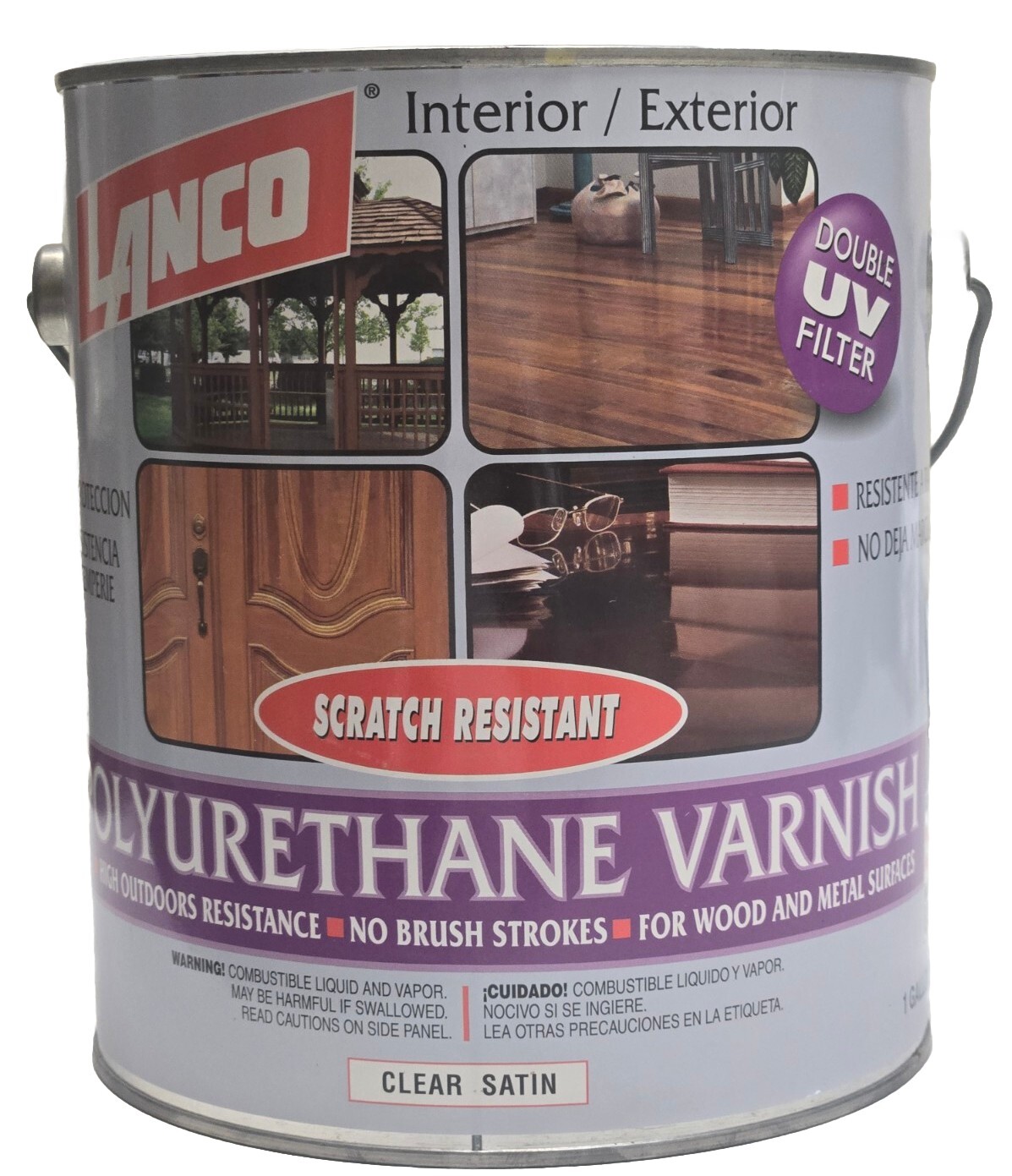Lanco 1 Gallon Polyurethane Varnish. Clear Satin UV Filter. Scratch Resistant