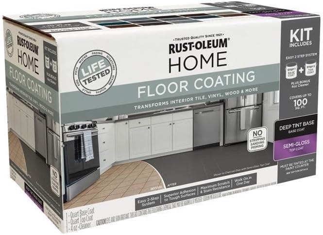 Rust-Oleum HOME Floor Coating, Deep Tint Base, Semi-Gloss, Kit – 360101