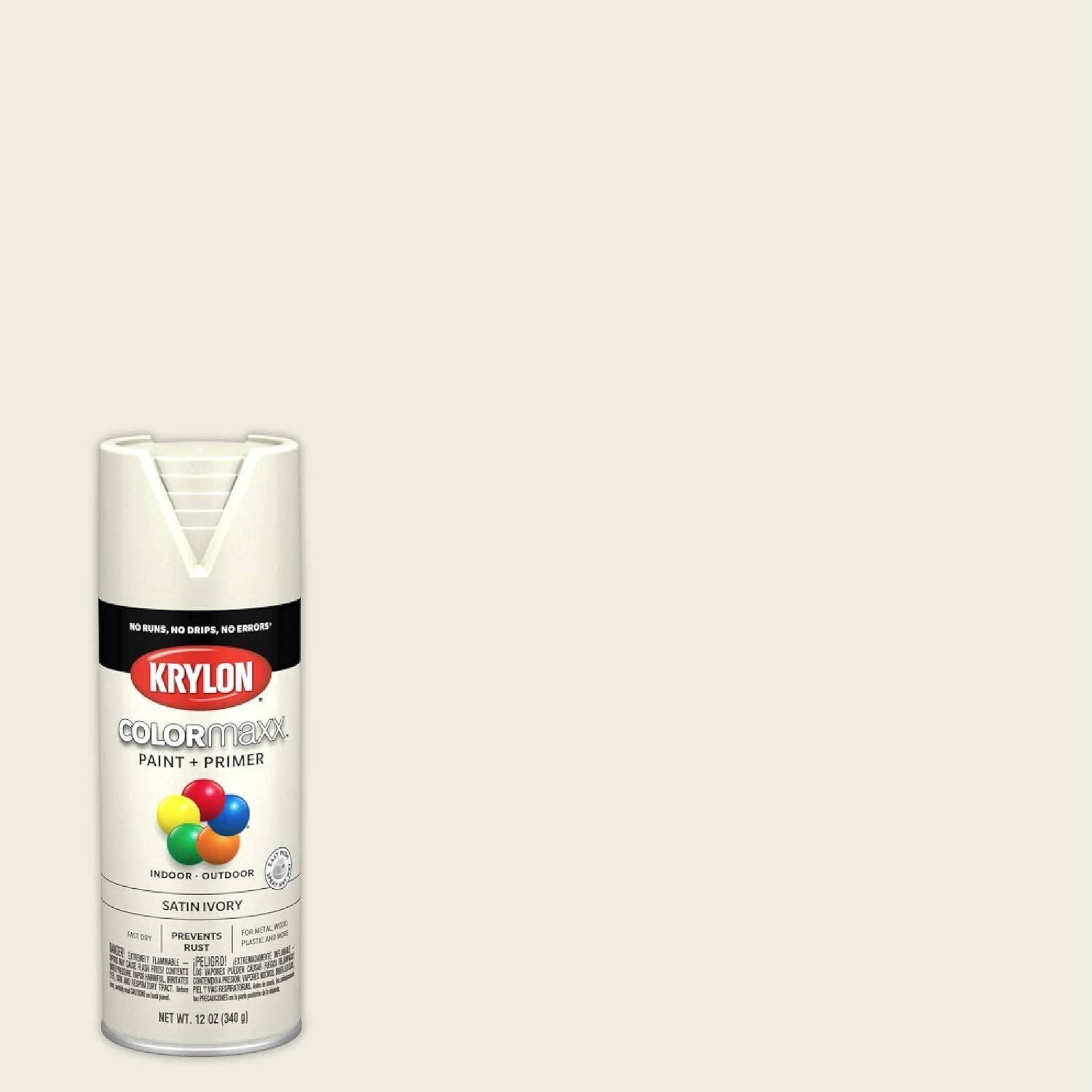 Versatile Satin Ivory Spray Paint & Primer – 12oz for Indoor/Outdoor Projects