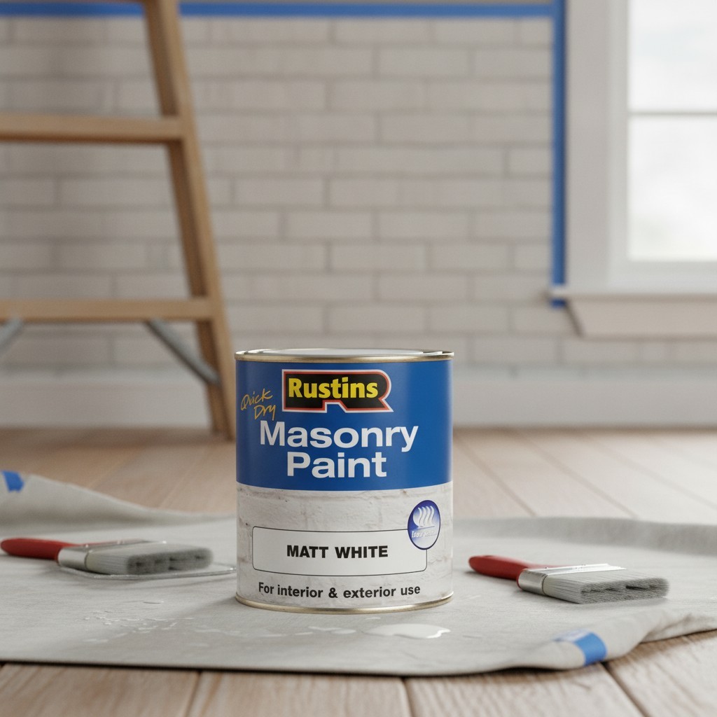 Rustin’s Quick Dry Matte White Masonry Paint 500ml – Effortless Application