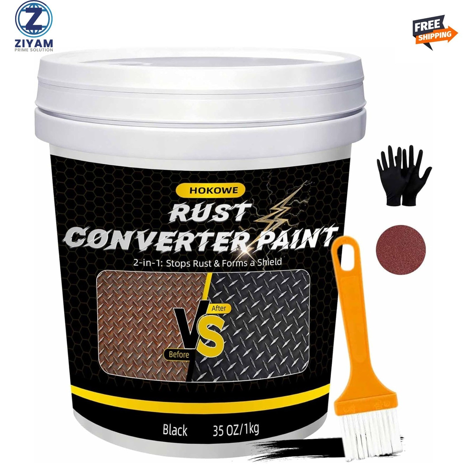 2in1 Rust Converter & Metal Primer 35oz Black Anti Rust Paint Coating