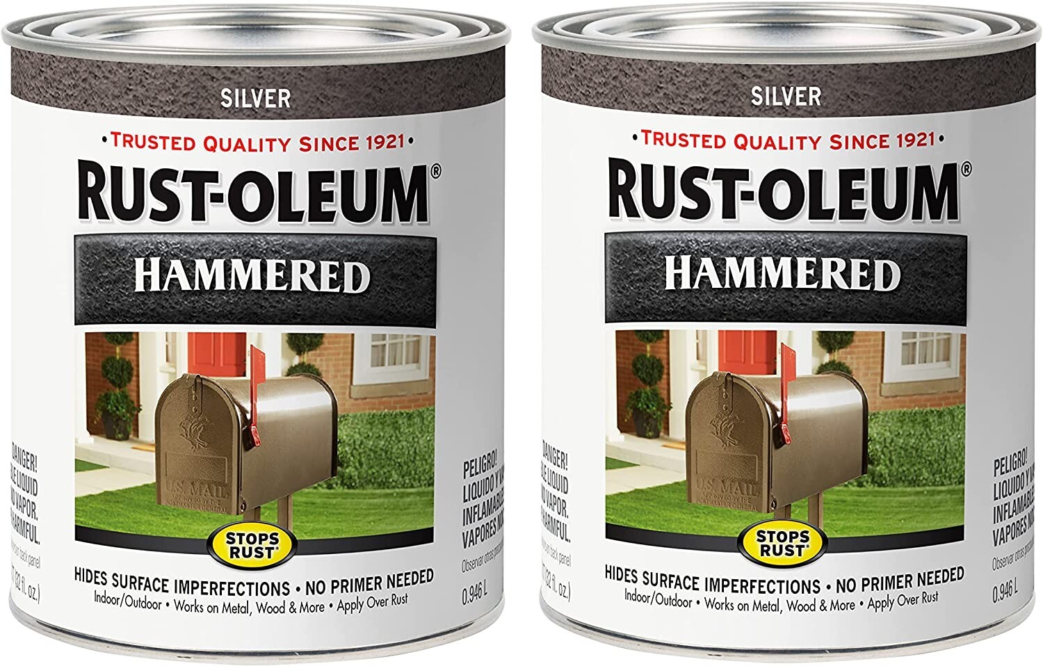 Rust-Oleum 7213502 Hammered Metal Finish, Silver, 2 Quarts