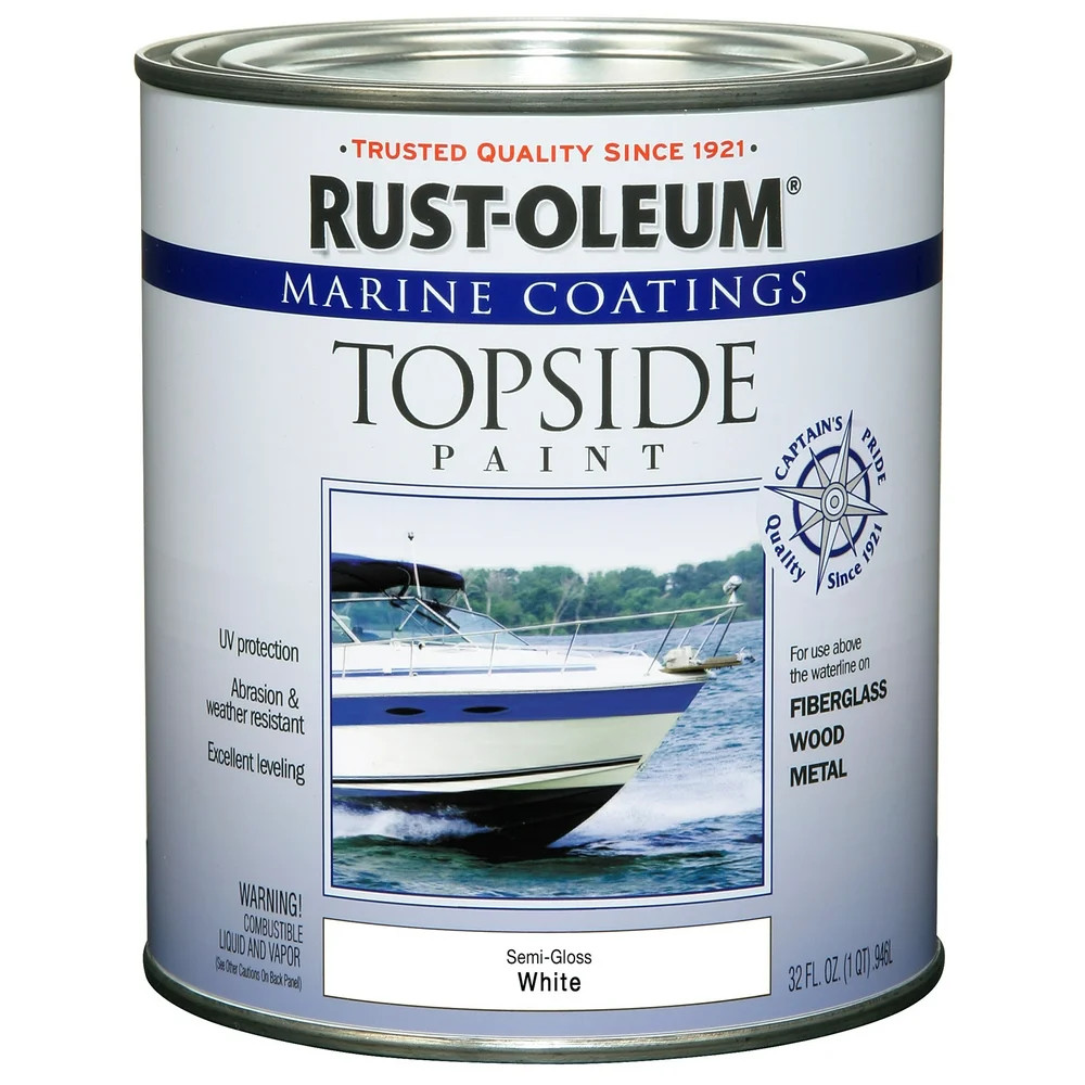 Rust-Oleum Gloss White Marine Coatings Topside Gloss Boat Paint Quart 32 Ounces