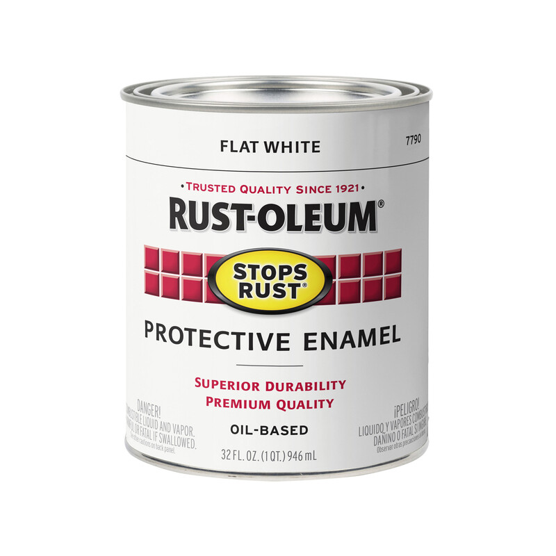 Rust-Oleum 7790-502 STOPS RUST Protective Enamel, Flat, White, 1 qt Can