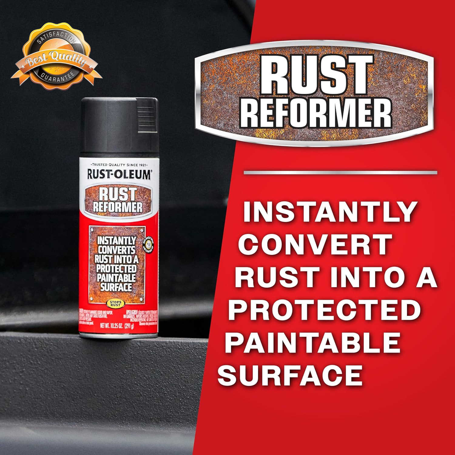 Rust Reformer Spray Paint Matte Black 10.25oz Stops Rust Metal Surface