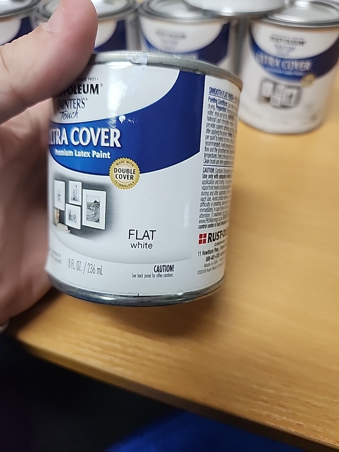 6 Rust-Oleum 1990730 Painter’s Touch Acrylic Latex Paint, Flat White, 1/2 Pint