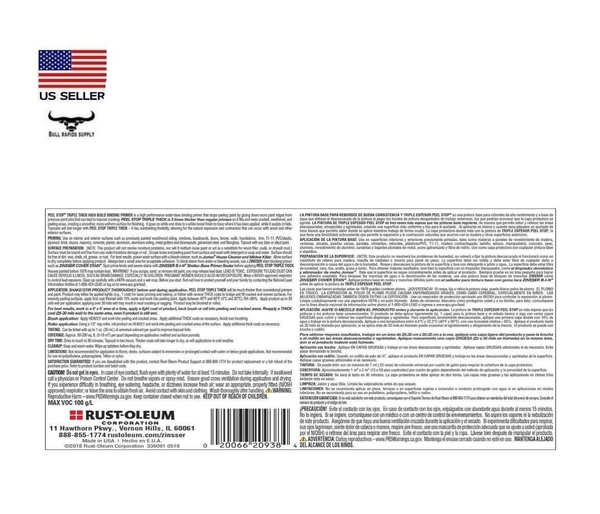 Zinsser Peel Stop Triple Thick Interior/Exterior High Build Binding Primer – 1