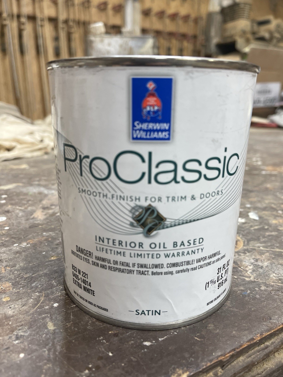 Sherwin Williams Pro Classic Trim Enamel /Oil Base Satin/Custom Ivory / Quart