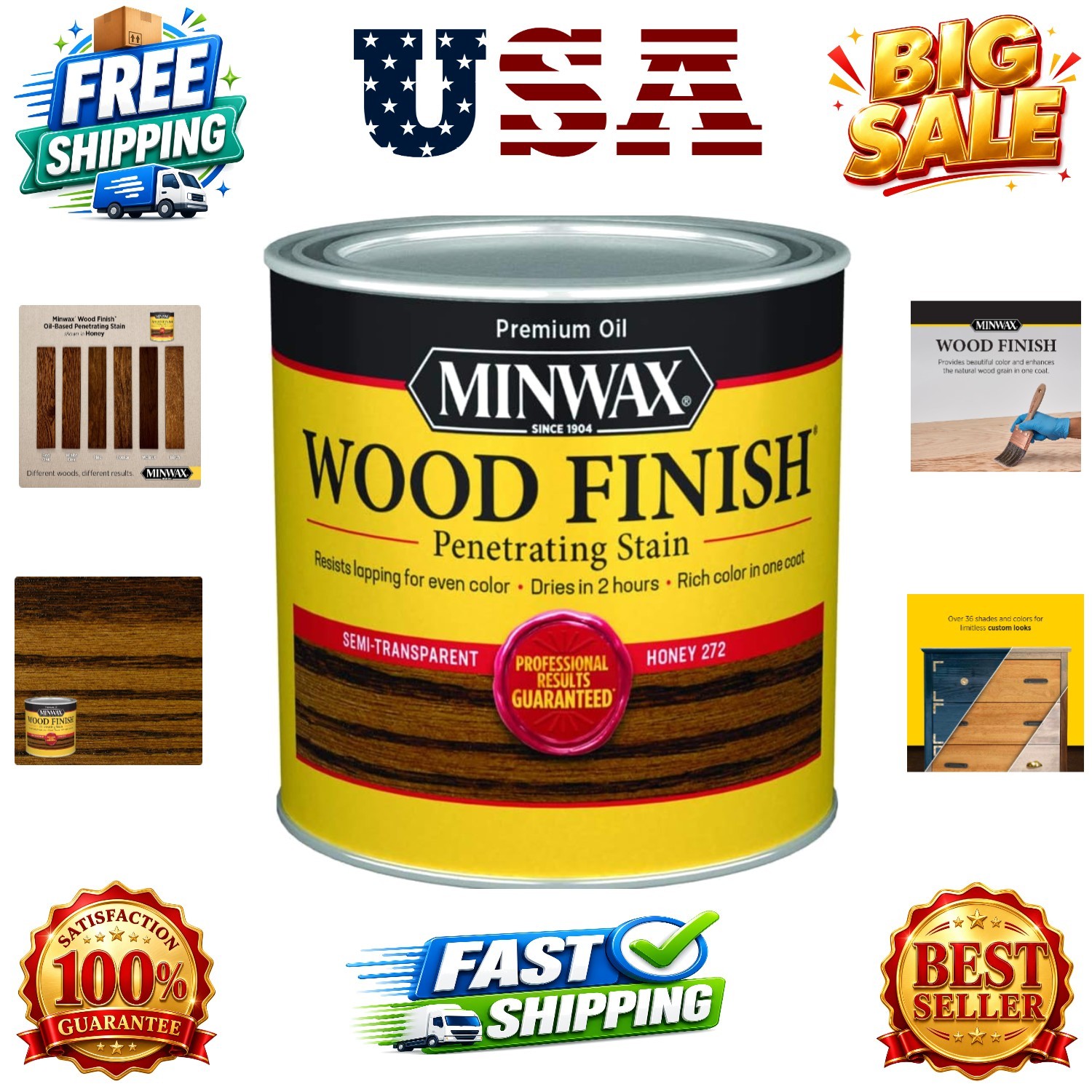 227624444 Wood Finish, Honey, 1/2 Pint