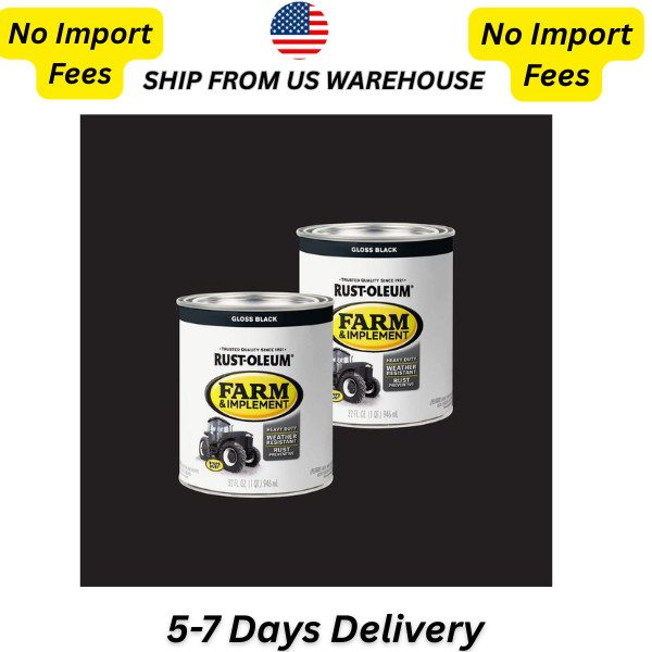 Rust-Oleum Black Enamel Paint 1 Qt 2 Pack Tractor Trailer Metal Wood Durable