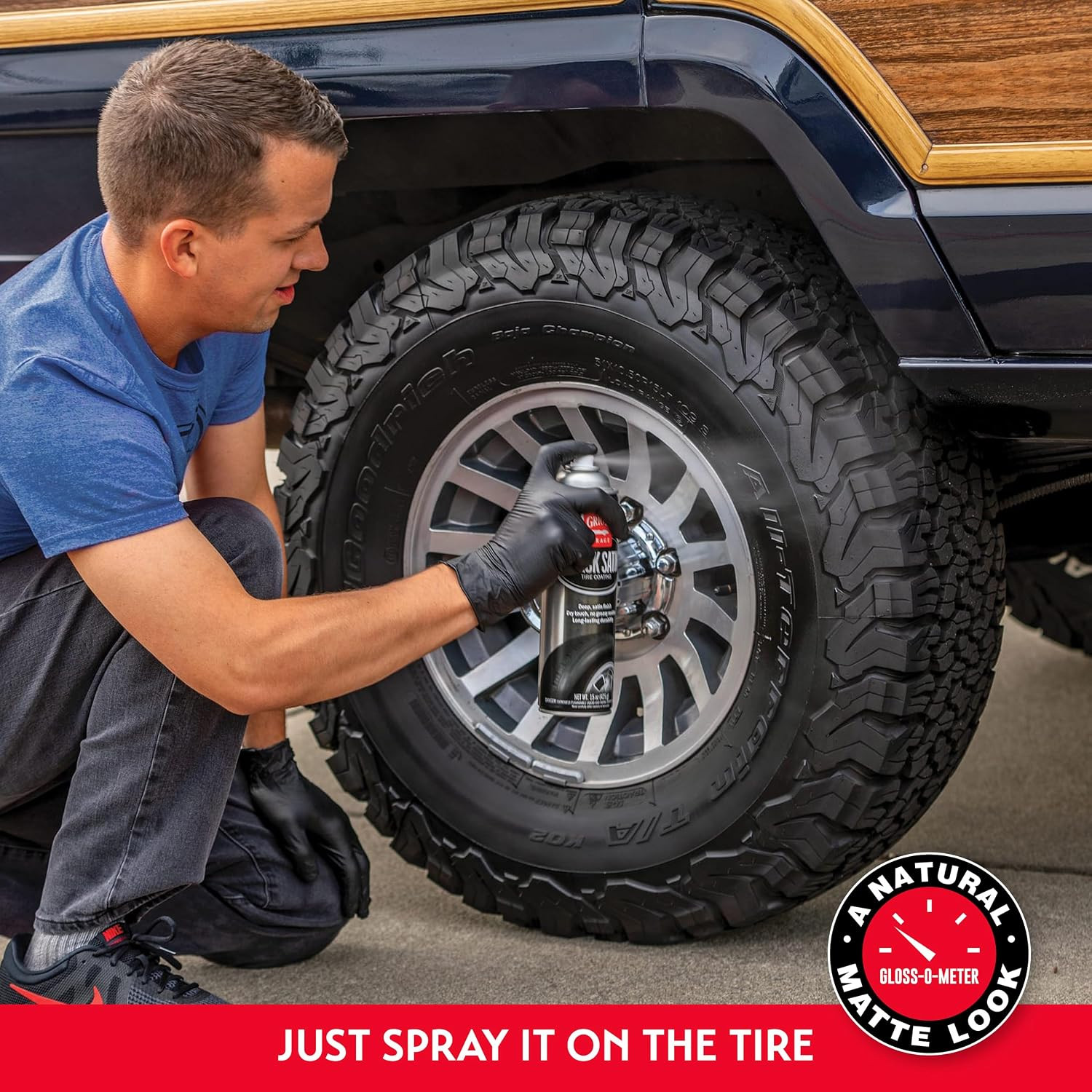 Black Satin Tire Coating, Provides a Low-Gloss, Satin Finish, Non-Greasy, Lon…
