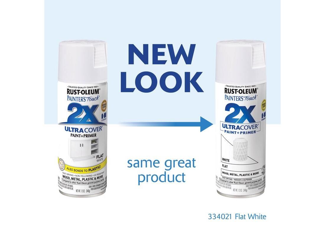 PAINTER’S Touch Flat Spray Paint, Flat, White, 12 oz, Aerosol Can