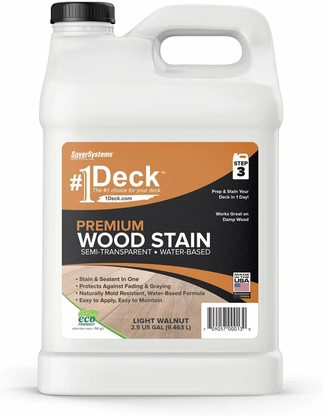 #1 Deck Premium Semi-Transparent Wood Stain for Decks, Fences, & Siding – 2.5…