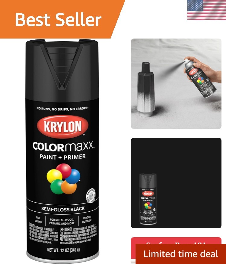 Effortless Beauty: Krylon 12 Oz Semi-Gloss Black Spray Paint – 25 Sq Ft Coverage