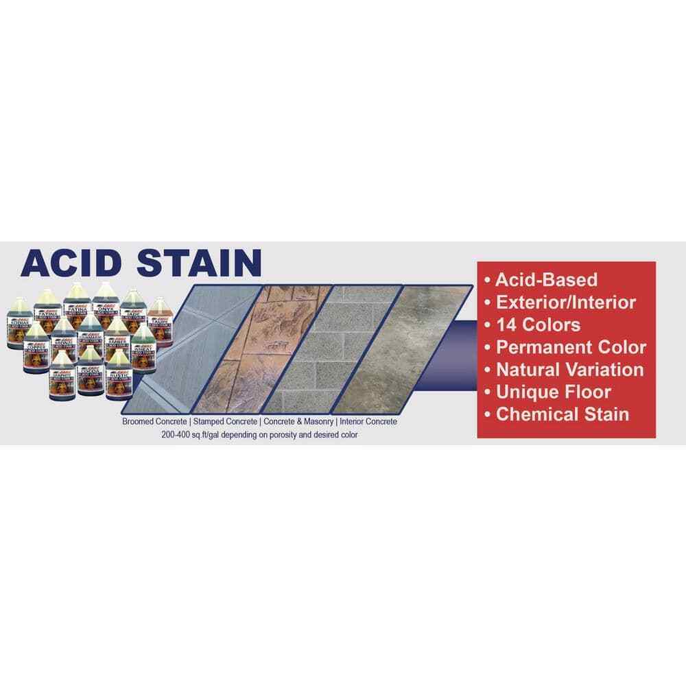 1 gallon Concrete Acid Stain Graphite Interior Exterior Floor Marbled Look Spray
