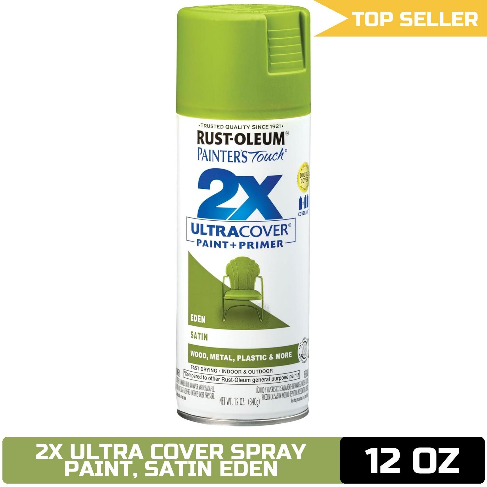 Rust-Oleum 334065 Painter’s Touch 2X Ultra Cover Spray Paint, 12 oz, Satin Eden