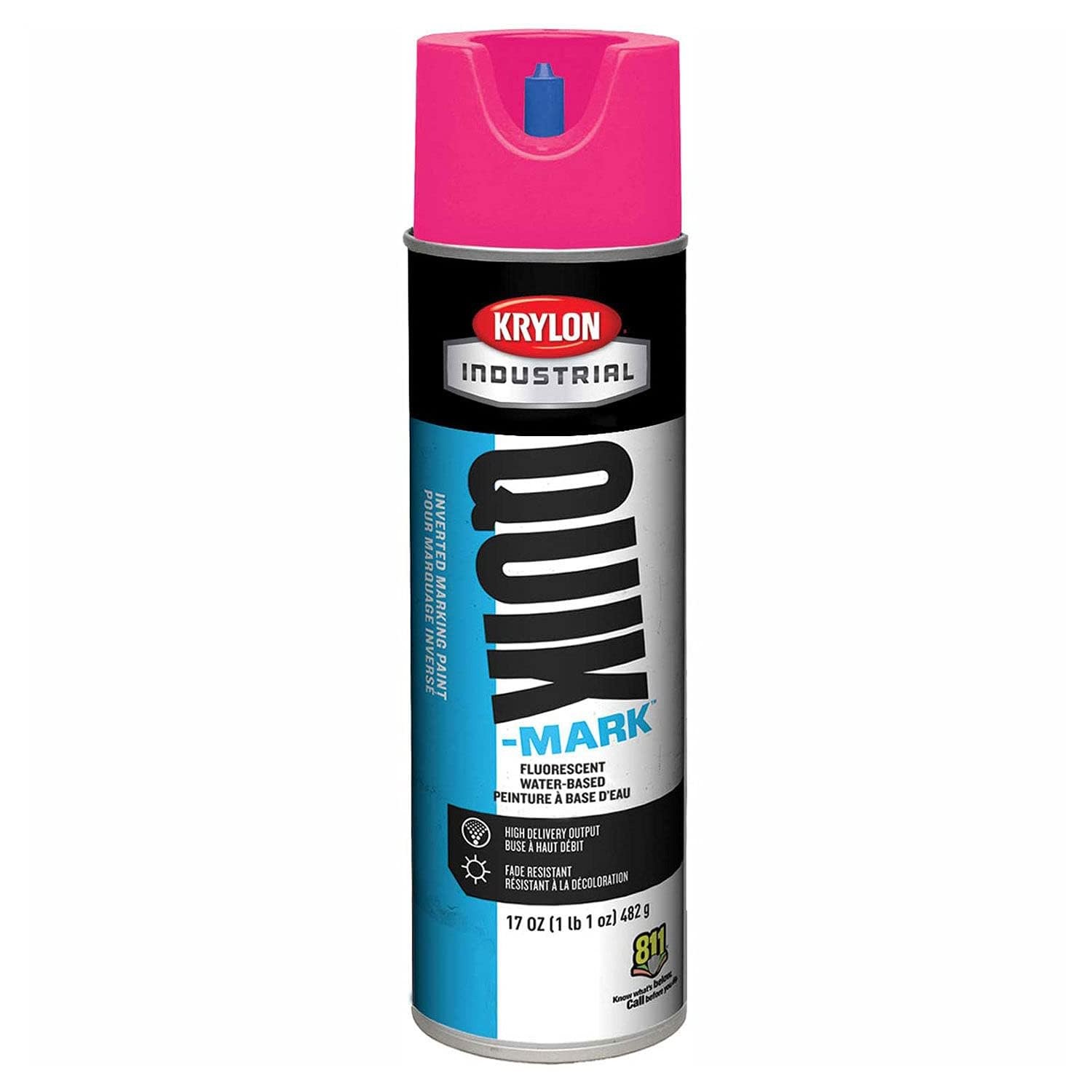 Quik-Mark™ Water-Based Fluorescent Hot Pink Inverted Marking Paint [Set of 12]