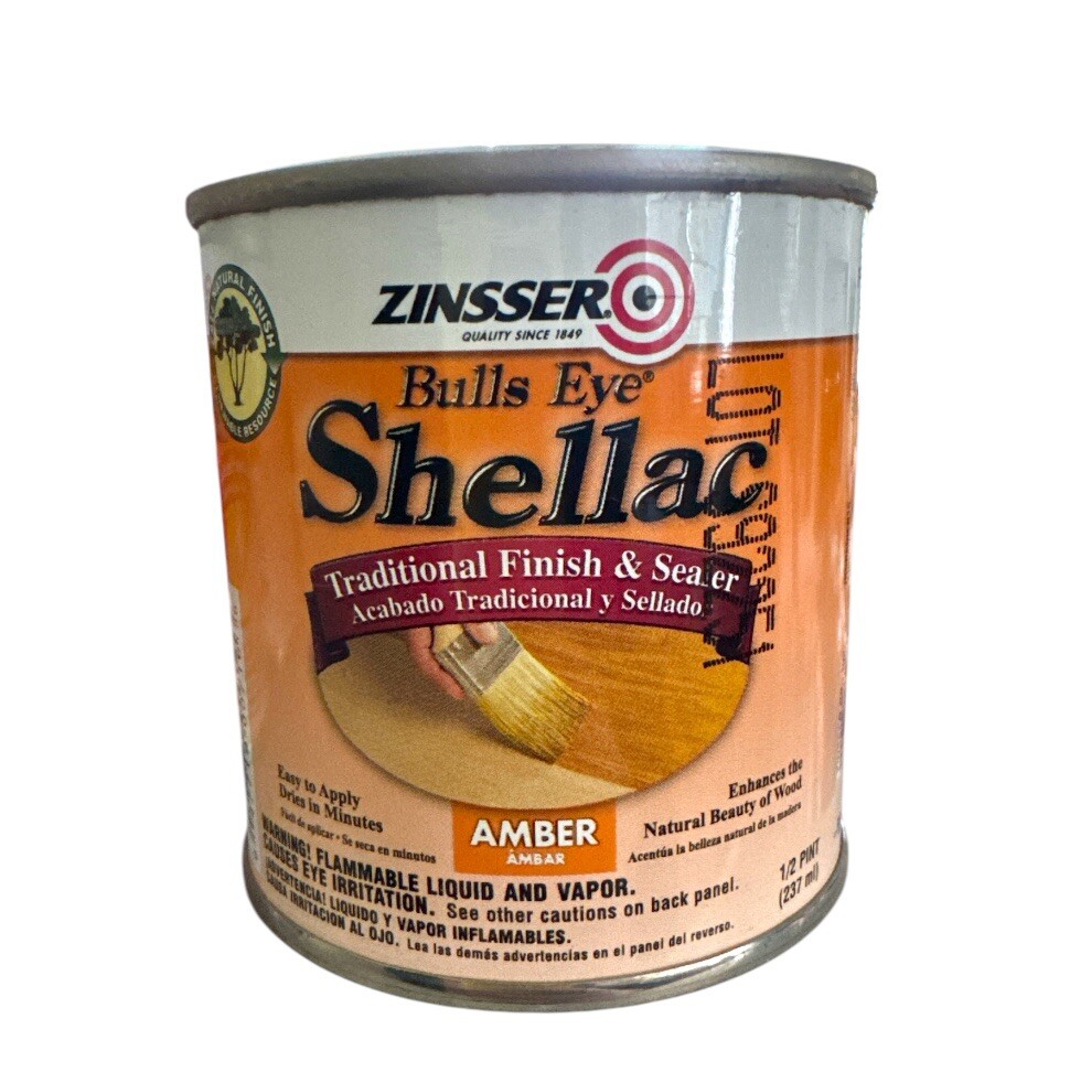 Zinsser Bulls Eye Shellac Amber Traditional Finish & Sealer 1/2pt New