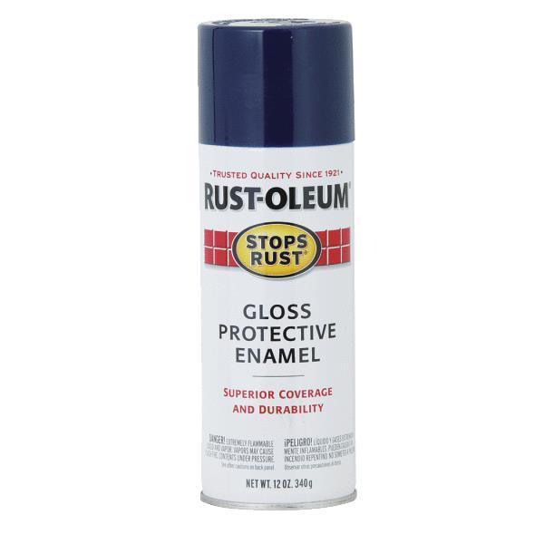 (6)- 12 Oz Navy Blue Rust-Oleum Stops Rust Anti-Rust Gloss Spray Paint 7723-830