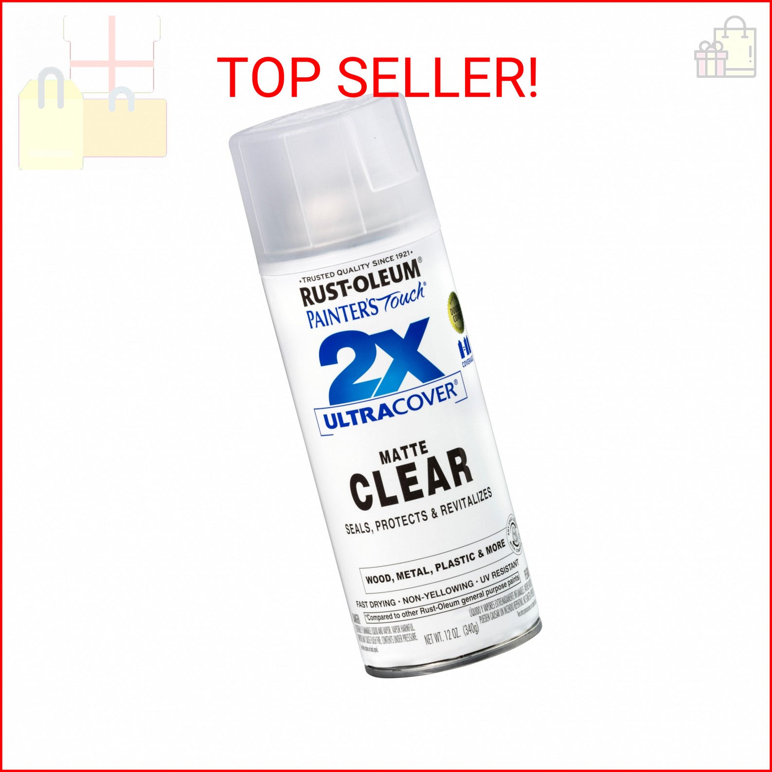 Rust-Oleum 249087 Painter’s Touch 2X Ultra Cover Spray Paint, 12 oz, Matte Clear