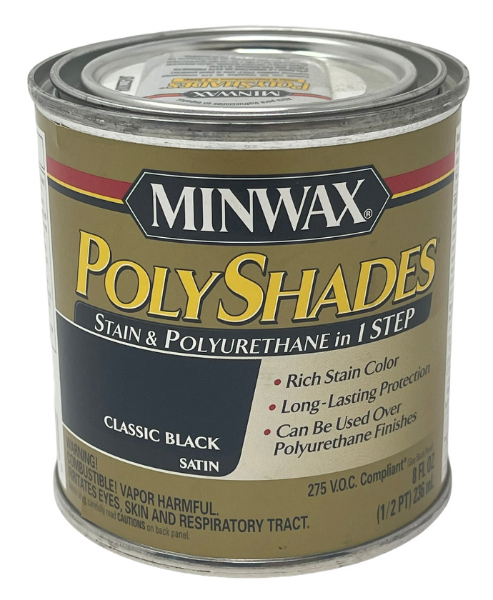 Minwax Polyshades – Stain & Polyurethane in 1 Step, 1/2 pint Classic Black Satin