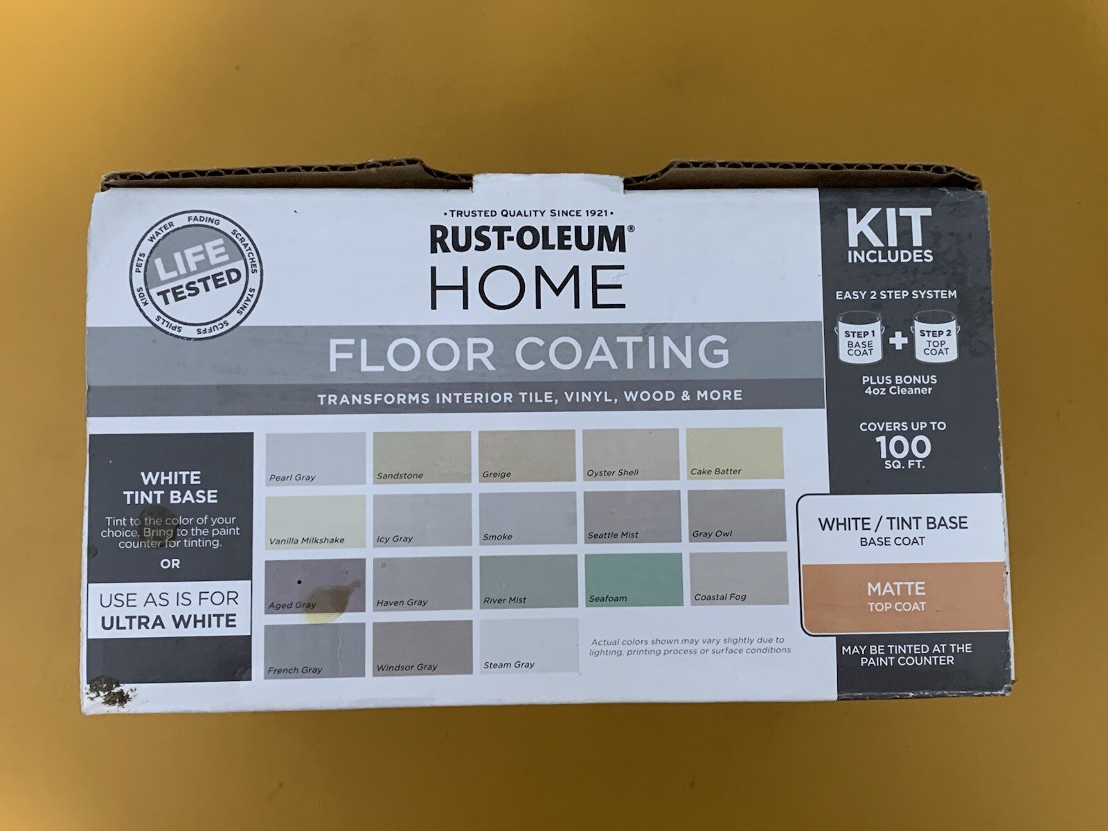 360098Rust-Oleum Home Floor Coating Kit White/Tint Base-Base Coat Matte Top Coat