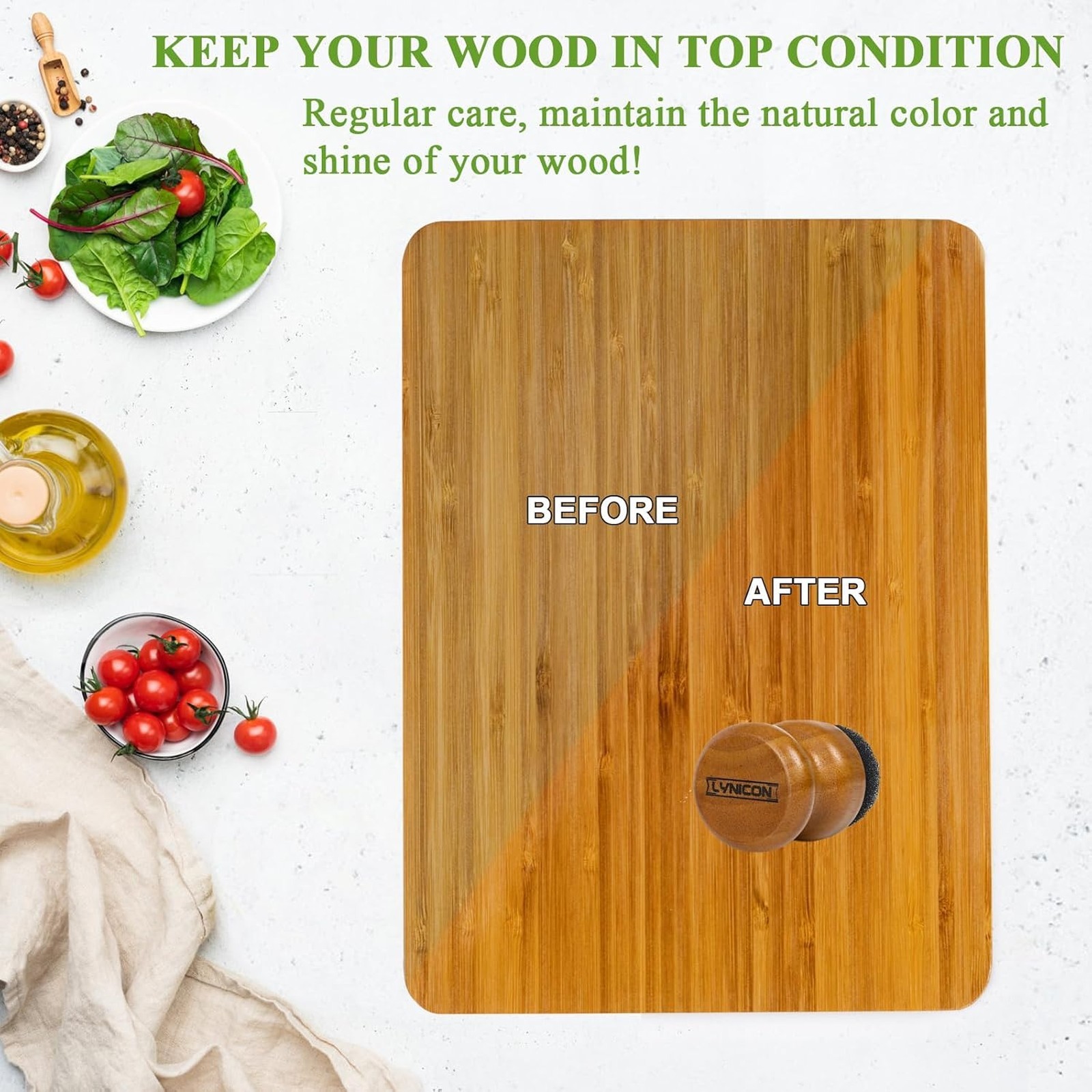 Cutting Board Oil Wax Applicator, Wood Brush for Food Grade Mineral Oil